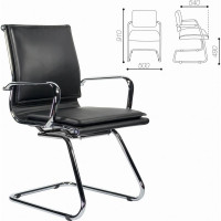 Кресло  для приемных и переговорных BRABIX "Kayman CF-102", экокожа, хром, черное 532572