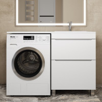 Тумба под стиральную машину uperwood Tanos 60 см, напольная, белая, 2 ящика 291120333