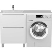 Тумба под стиральную машину uperwood Tanos 60 см, напольная, белая, 2 ящика 291120333
