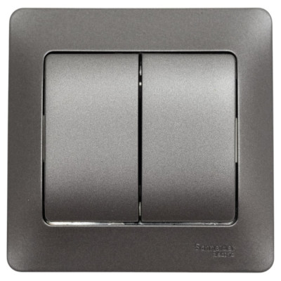 2-клавишный выключатель в сборе Systeme Electric Glossa сх.5, 10ax, графит GSL001352