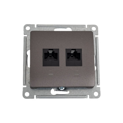 Механизм двойной компьютерной розетки Systeme Electric Glossa rj45+rj45, категория 5e, графит GSL001385KK