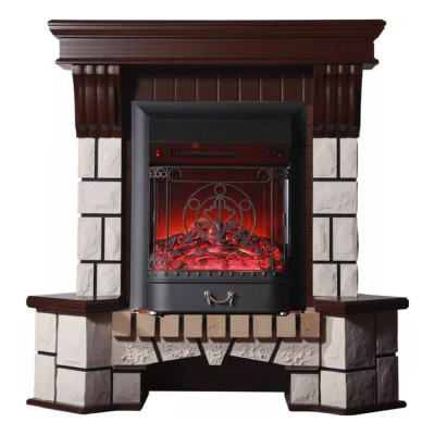 Угловой каминокомплект InterFlame Экстер с Fobos BL темный дуб