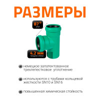 Тройник ливневой канализации Ostendorf 110/110, 87 градусов 774330