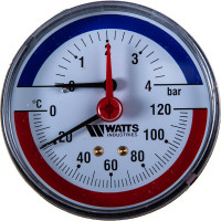 Термоманометр Watts F+R818 аксиальный, 80 mm 10009464