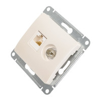 Двойная розетка: тв + компьютерная Systeme Electric Glossa rj45, кат. 5е, механизм, перламутр GSL000689