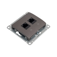 Механизм двойной компьютерной розетки Systeme Electric Glossa rj45+rj45, категория 5e, графит GSL001385KK
