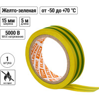 Изолента ПВХ TDM ELECTRIC 0,13x15 мм, желто-зеленая, 5 м SQ0526-0077