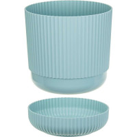 Кашпо IDEA ВЕЛЬВЕТ D140 мм, 1.6 л, с пристегнутым поддоном М 3180 Морская волна