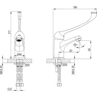 Смеситель для умывальника Lemark Проджект с локтевой рукояткой, хром LM4636C