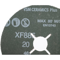 Керамический фибровый диск со шлицами XF885 (50 шт, 125х22 мм, P20) VSM 004835