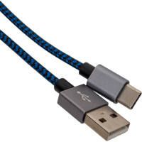 Кабель PERFEO USB2.0 A вилка - USB Type-C вилка, черный-синий,1 м. U4903 30010760