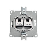 Механизм двойной компьютерной розетки Systeme Electric Glossa rj45+rj45, категория 5e, графит GSL001385KK