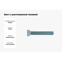 Болт с шестигранной головкой и резьбой до головки WR ISO4017-8.8-WS24-(A2K)-M16x120 (упаковка 25 шт.) 005716 120005 25