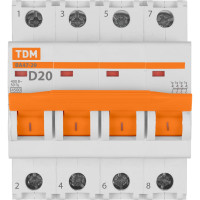 Автоматический выключатель TDM ELECTRIC ВА47-29 4Р 20А 4.5кА D SQ0206-0190