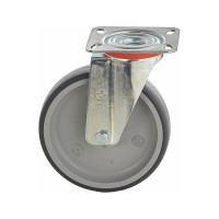 Колесо с вращающейся опорой и пластиной крепления (125 мм; 120 кг; термопластичная серая резина; полипропилен) Tellure Rota 714203