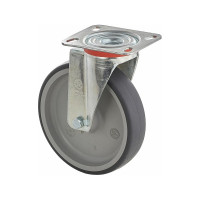 Колесо с вращающейся опорой и пластиной крепления (125 мм; 120 кг; термопластичная серая резина; полипропилен) Tellure Rota 714203