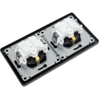 Розетка Systeme Electric Glossa Графит 2-ая с/з, со шторками, в сборе, IP44 SE GSL001347