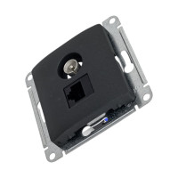 Двойная ТВ + компьютерная розетка Systeme Electric Glossa RJ45, кат. 5Е, механизм, антрацит GSL000789