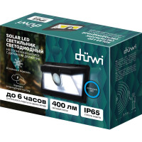 Светодиодный светильник duwi с датчиком движения Solar LED на солнечных батареях, 11Вт, 6500К, 400Лм, IP65, цвет черный 25016 6