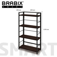 Стеллаж BRABIX "Smart SH-005", 605x290x1193 мм, ЛОФТ, прямой, складной, металл/ЛДСП ясень 641869