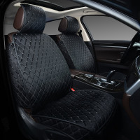 Накидка сиденья SKYWAY POSH вельвет, 5 предметов, черная/белая строчка S01302053