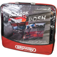 Накидка сиденья SKYWAY POSH вельвет, 2 предмета, черная/белая строчка S01302052