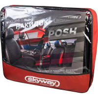 Накидка сиденья SKYWAY POSH вельвет/экокожа, 5 предметов, черная S01302051
