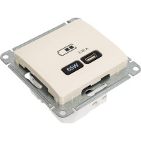 Розетка USB Systeme Electric GLOSSA тип-C 65W высокоскор.заряд. QC, PD, механизм, БЕЖЕВЫЙ GSL000227