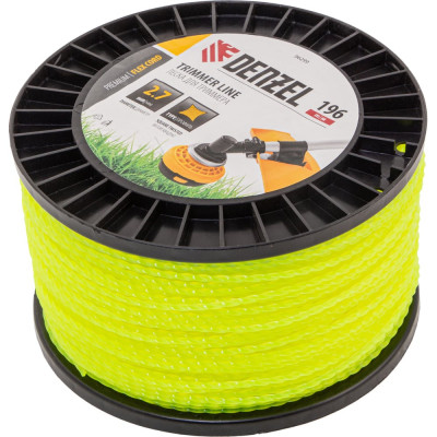 Леска FLEX CORD витой квадрат 2.7 мм, 196 м, на DIN катушке для триммера Denzel 96299