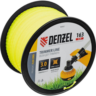 Леска FLEX CORD витой квадрат 3 мм, 163 м, на DIN катушке для триммера Denzel 96802