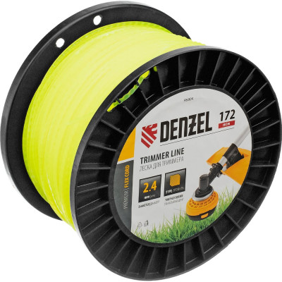 Леска FLEX CORD зубчатый квадрат 2.4 мм, 172 м, на DIN катушке для триммера Denzel 96804