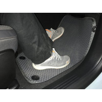 Ковры в салон автомобиля Eva Smart volvo v40 ii 2012 - 2019 эва сота серые c коричневой окантовкой 1899-B1A6-S