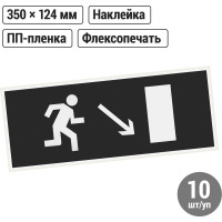 Знак "Направление к эвакуационному выходу направо вниз" TDM ELECTRIC 350х124мм для ССА, в упаковке 10 штук SQ0817-1005