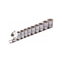 Набор торцевых головок, 3/8", 12-ти гр CrV, 8-19 мм, 10 шт. STELS 13607