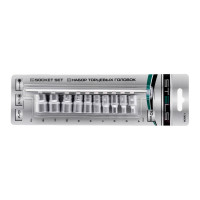 Набор торцевых головок, 1/4", 12-ти гр CrV, 4-13 мм, 10 шт. STELS 13606