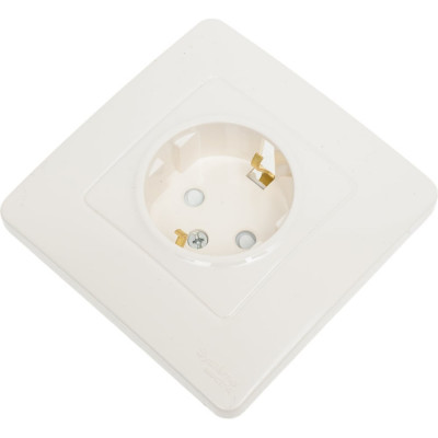 Розетка Systeme Electric BLANCA с заземлением, со шторками, МОЛОЧНЫЙ BLNRS001112