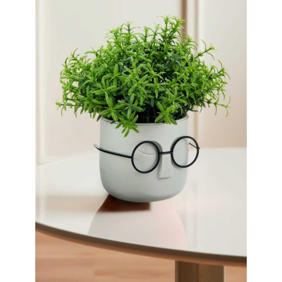 Кашпо IDEA Стив D115 мм, 0.65л, со вставкой белый ротанг М 3079 белый ротанг