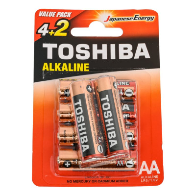 Элемент питания алкалиновый Toshiba LR6 RED 6/card 3455