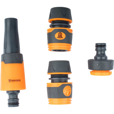 Набор для полива Grassman 1/2" пистолет 2 режима, 4 предмета YM5814F (1/24) 014210