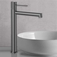 Смеситель для накладной раковины VINCEA Desire однорычажный, вороненая сталь VBF-1D2GM