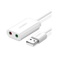 Аудиоадаптер UGREEN USB C - AUX Jack 3.5 мм f, цвет белый 30143