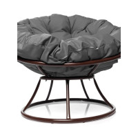 Кресло M-GROUP ПАПАСАН без ротанга коричневое, серая подушка 12010209