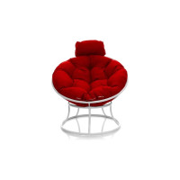 Кресло M-GROUP ПАПАСАН мини без ротанга белое, красная подушка 12060106