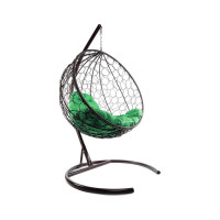Подвесное кресло M-GROUP КРУГ с ротангом коричневое, зелёная подушка 11050204