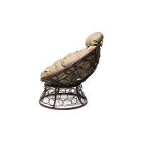 Кресло M-GROUP ПАПАСАН мини с ротангом коричневое, бежевая подушка 12070201