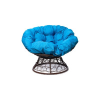 Кресло M-GROUP ПАПАСАН с ротангом коричневое, голубая подушка 12020203