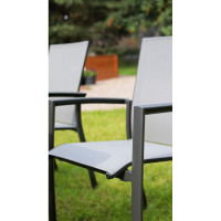 Кресло садовое ДЕНВЕР алюминий + текстилен серый, опоры антрацит, стопируемое ООО "Фотон" Konway MB-4060-1