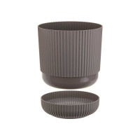 Кашпо IDEA ВЕЛЬВЕТ D140 мм, 1.6 л, с пристегнутым поддоном М 3180 французcкий серый