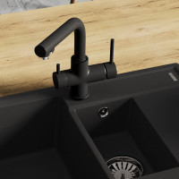 Смеситель для кухни Lemark COMFORT с подключением к фильтру питьевой воды, высота излива 24 см, длина 21 см, латунь/антрацит LM3061PAN