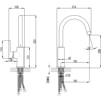Смеситель для кухни Lemark COMFORT с подключением к фильтру питьевой воды, цвет: антрацит LM3073PAN